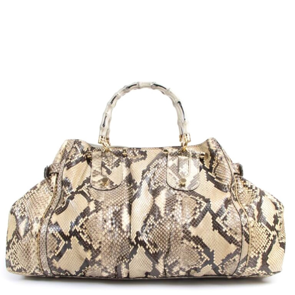 Hpx2 100% Authentic Gucci Python Bag With Bamboo … - image 1